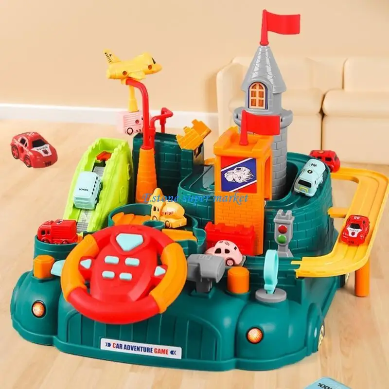 090B Inertia Powerful Cartoon Car with Tracks for Toddlers Educational Puzzle Toy Racing Tracks Birthday Gifts for Child