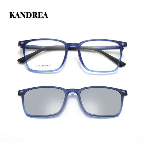 KANDREA Retro Square Polarized Sunglasses Magnetic ULTEM 2 IN 1 Eyewear Vintage Optical Myopia 2025 NEW Glasses Frame 22203