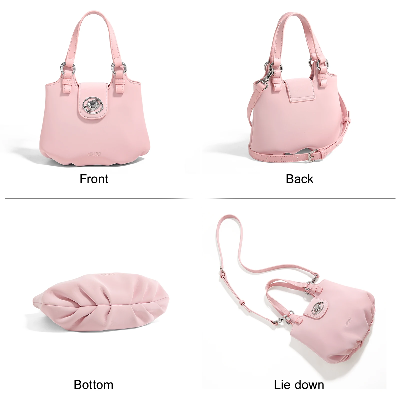 Ailuxi Sommer Handheld kleine Tasche für Frauen Mode niedlichen rosa Wolken tasche faltige Kette eine Schulter Umhängetasche Pu Leder