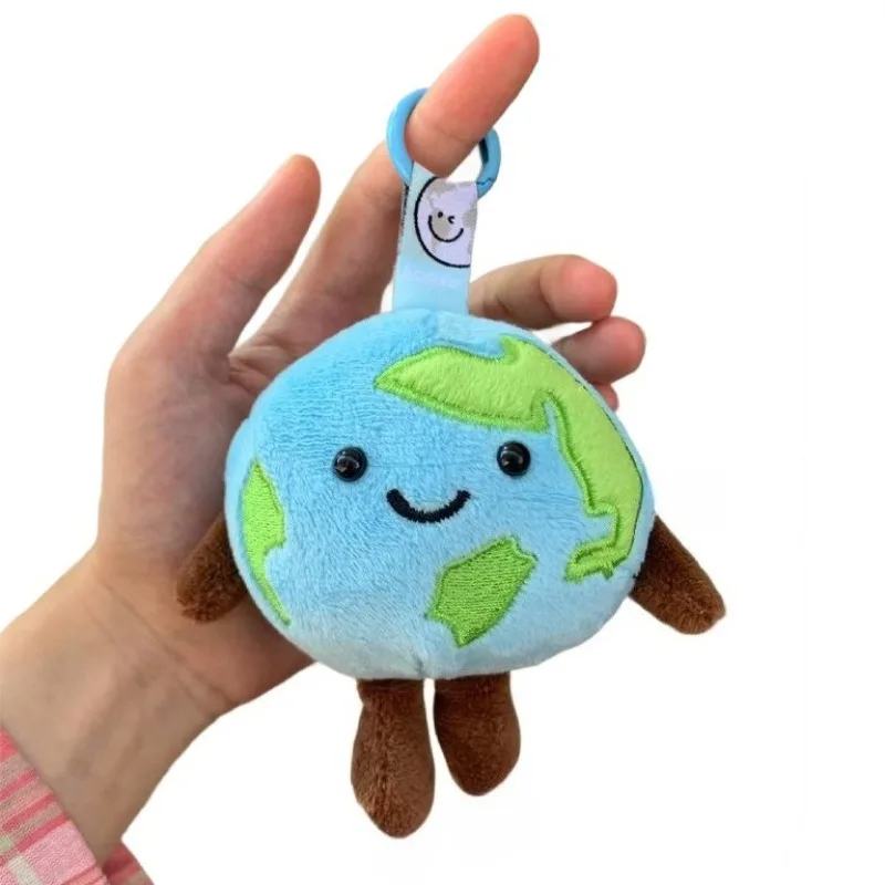 

10cm Cute Cartoon Earth Small Pendant Stuffed Earth Keychain Plushie Toy Kawaii Small Earth Soft Doll Backpack Key Decor