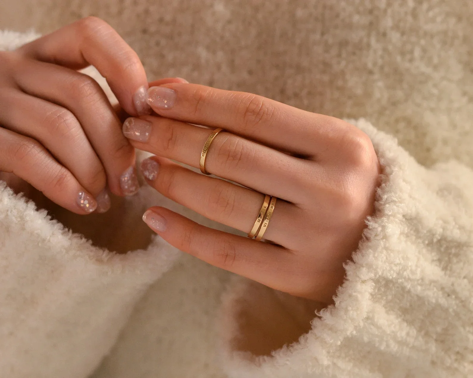 

Kkjoy Dainty Stacking Name Ring Custom Engraved Skinny Band Ring Delicate Name Ring Personalized Engraved Rings Gift Wife Mother