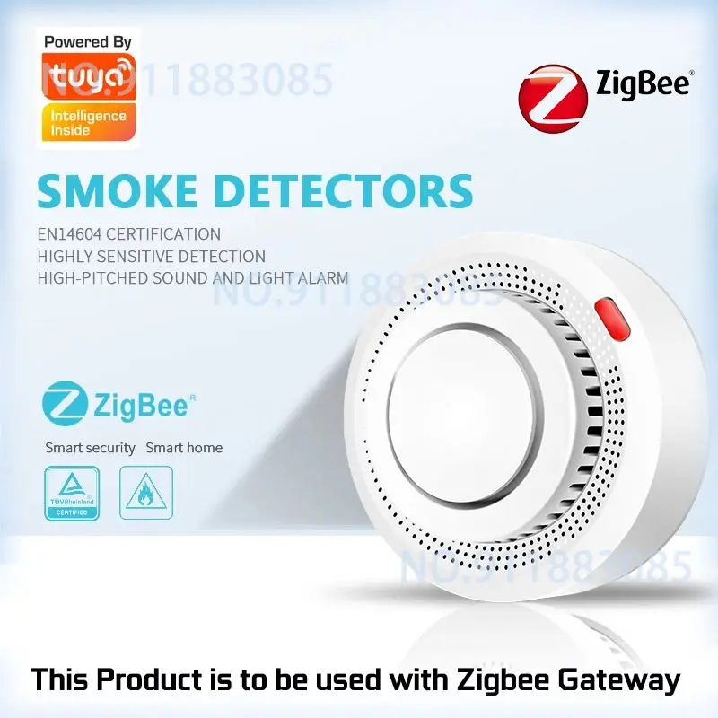 Tuya Zigbee Smart Smoke Detector Smart Life APP Remote Control Fire Alarm Home Security Smoke Sensor Work With Zigbee Gateway