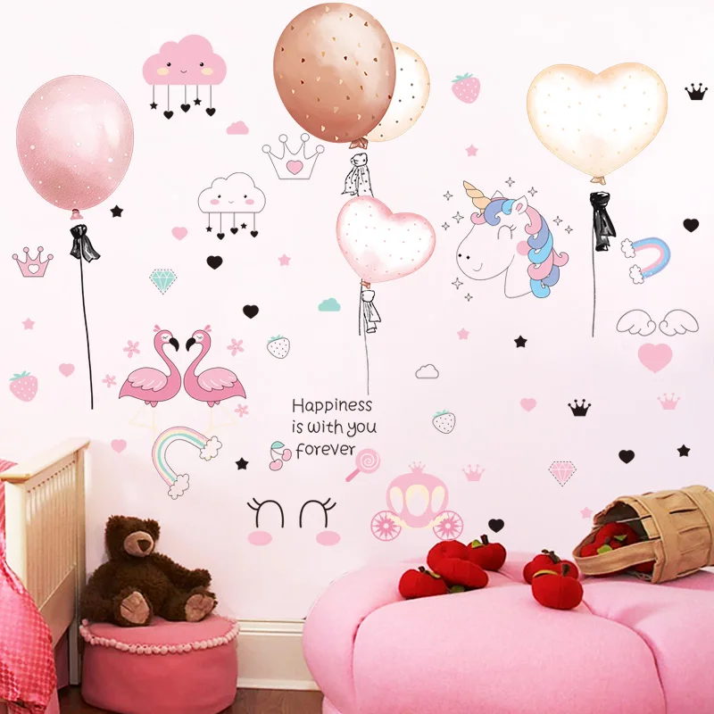 

Creative Balloons Wall Stickers DIY Cartoon Animal Wall Decals for Kids Rooms Baby Bedroom Kindergarten Nursery Home Decoration