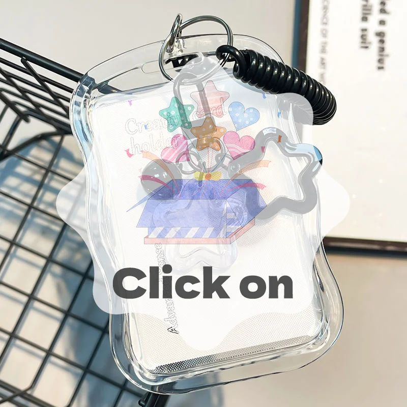 Creative Design Kpop Photocard Holder Transparent Card Holder Keychain Photo Sleeves Bus Card Student Card Case Photo Protector
