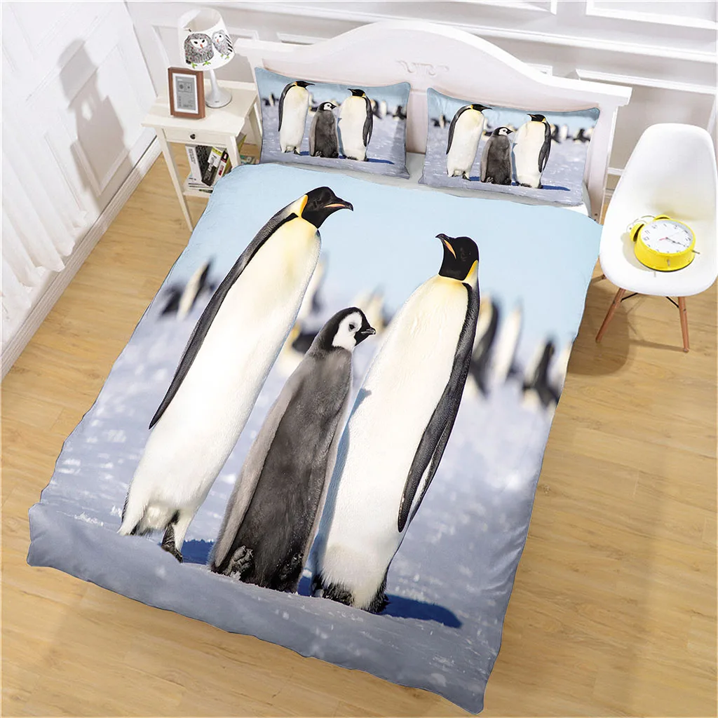 

Full Double Bed Set 3D Hd Animal Penguin Printing Custom Duvet Cover, Summer Comforter/Children'S Quilt/Queen King Bedding