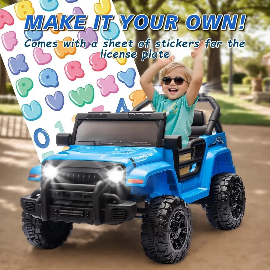 Samochodzik dla dzieci typu truck, elektryczny, 12V, z kontrolą rodziców, zabawka do jazdy dla maluchów z muzyką, Bluetooth, czterokołowe zawieszenie.