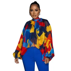 Dashiki African Clothes for Women Irregular Pleated Blouse Spring Summer Shirt Office Elegant Work Shirt Top African Clothing