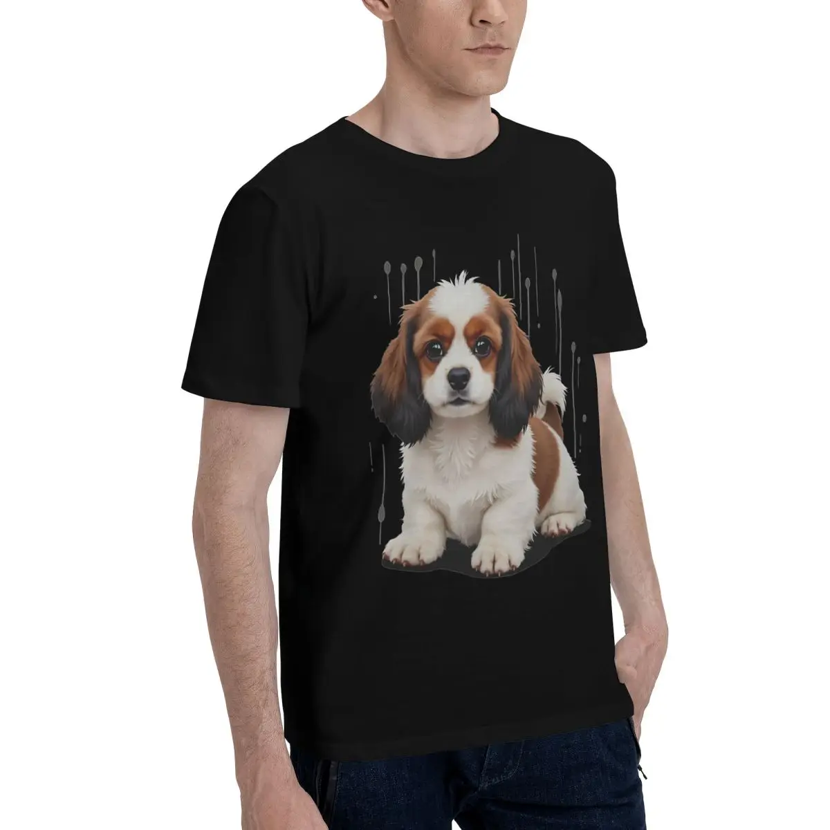 Cute Puppy Print Motion Top tee Leisure Championship Creative Vintage USA Size