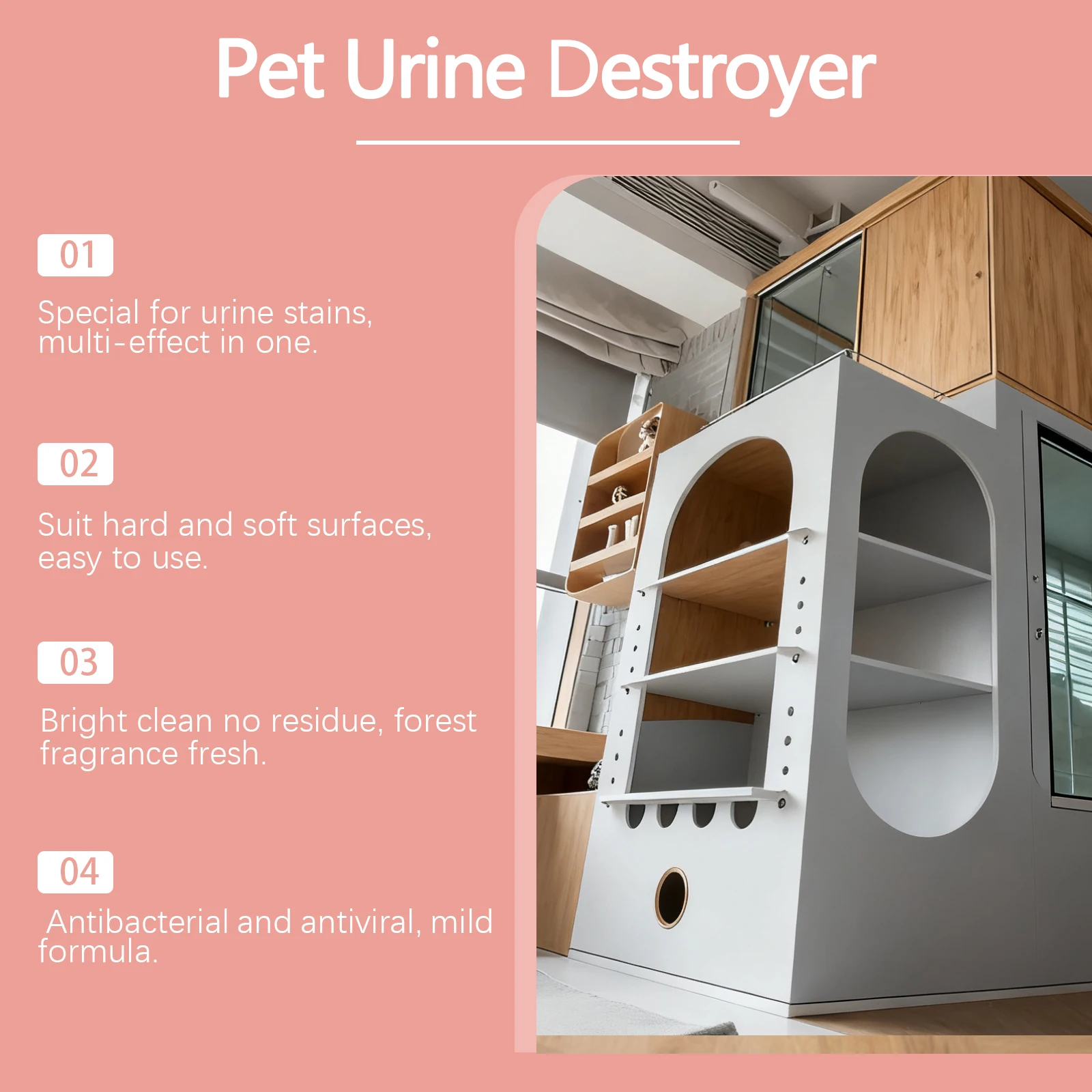 Haustier-Urin-Eliminierer-Spray Fleckenentferner Frischer Milder Mehrzweck-Reiniger für Teppich Katzenklo Sofa Katzen- und Hundeurin-Geruchsbeseitiger-Spray – Detail 3