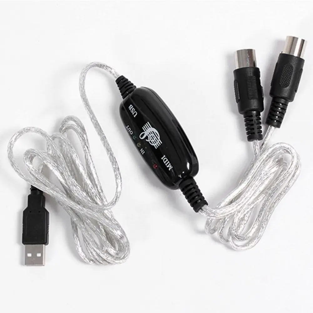 Music Line MIDI Interface for Electric Piano for Keyboard PC MIDI Cable MIDI to USB Cable USB IN-OUT Converter Drum Adapter