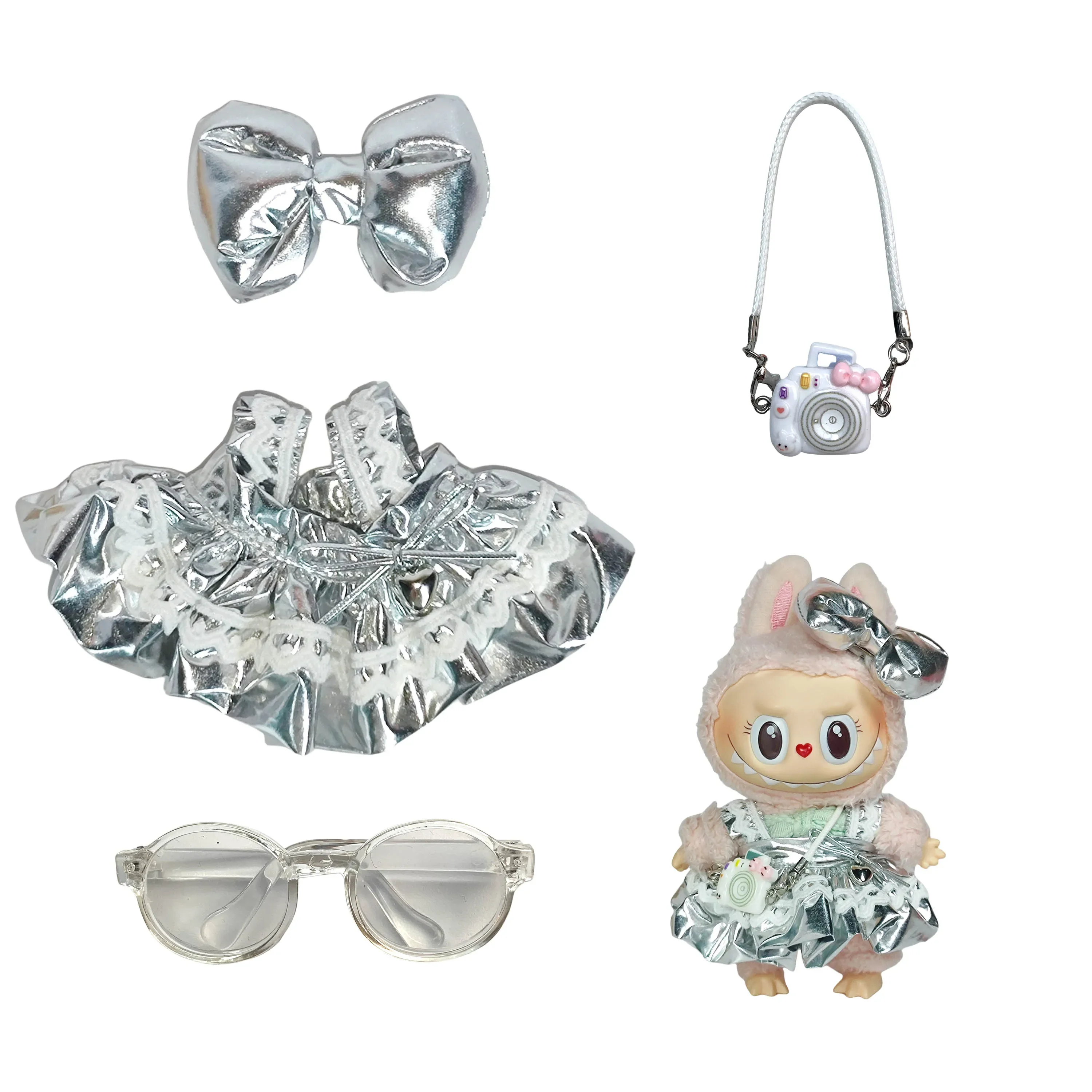 17 centimetri Mini Peluche Vestiti della Bambola Vestito Accessori per la Corea Kpop Exo Labubu Idol Farfalla Principessa Abito Abbigliamento Regalo
