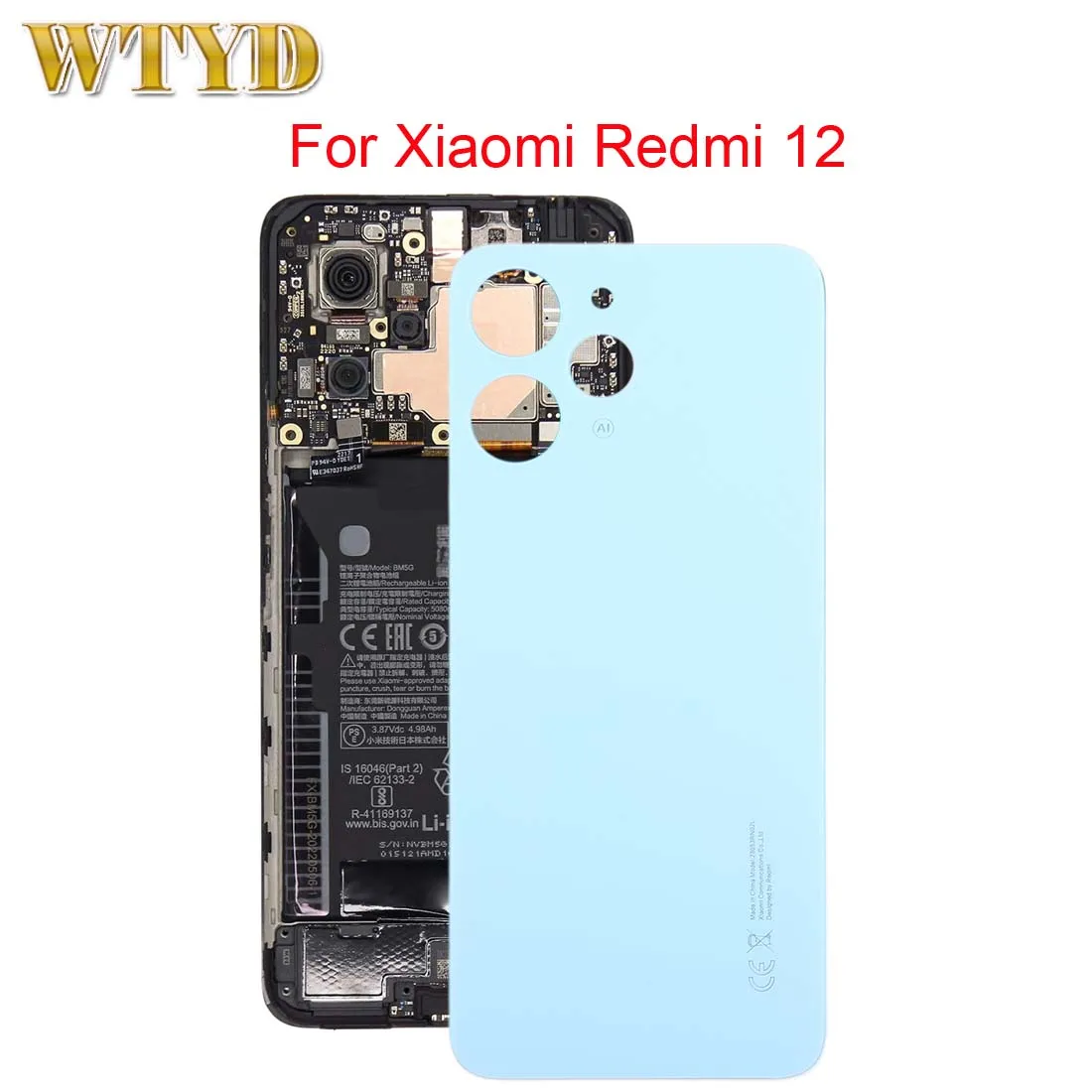 For Xiaomi Redmi 12 4G OEM Glass Material Battery Back Cover Replacement Phone Repair Parts