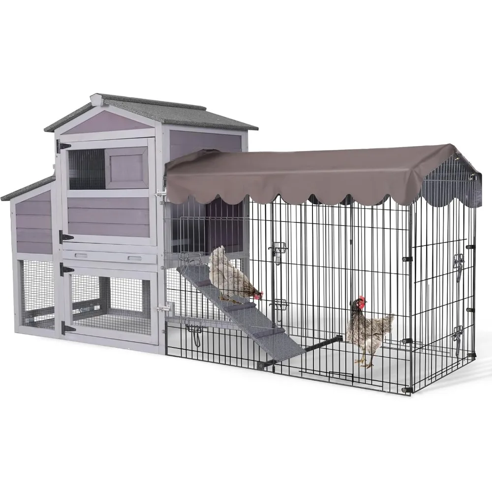 

Mobile Chicken Coop Expandable Hen House with Two-Section Nesting Box,Predator-Resistant Locks, UV-Resistant Roof