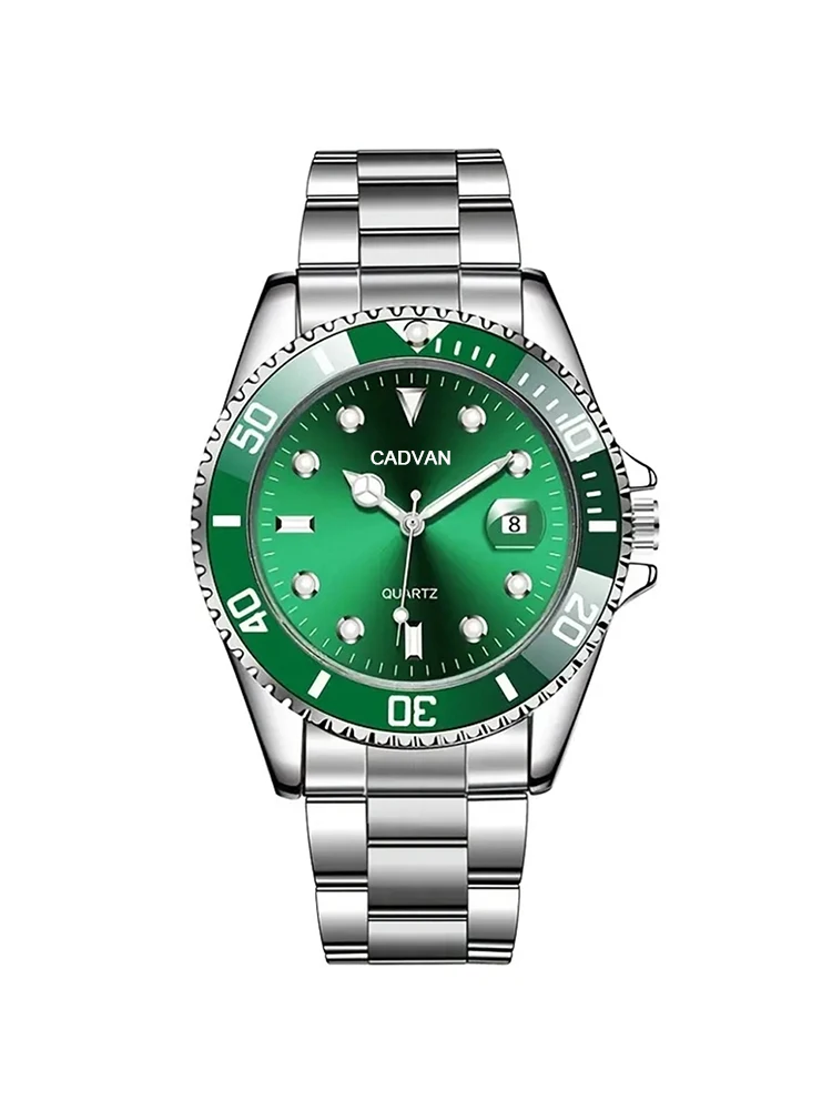 Relógio quartzo casual masculino com calendário, relógio de pulso verde, relógio de moda, business,