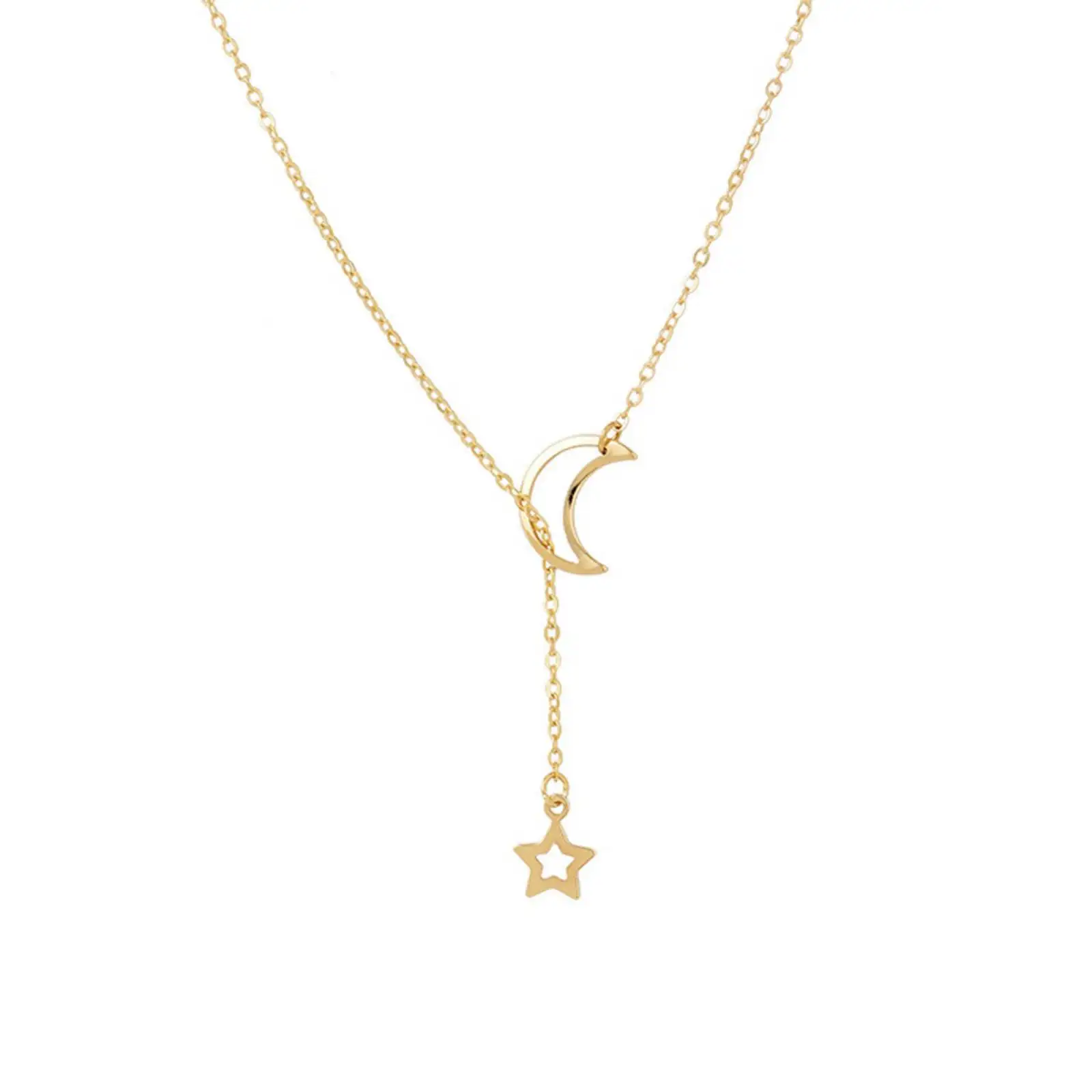 Sonne Mond Stern Anhänger Halskette für Frauen Männer Schlüsselbein Kette Edelstahl Schmuck Freund Geschenk – Detail 2