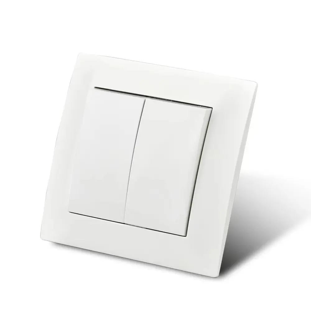 WESA White Classic pannello in plastica ignifuga 2 Gang 1 Way Wall Light Switch On / Off interruttore a bilanciere 16A AC 250V 86mm * 86mm