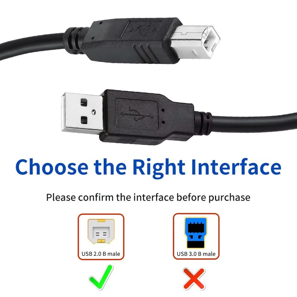 ZOGUO USB 2.0 Printer Cable USB-A to USB-B Cable High Speed Scanner Printer Cord for HP Canon Dell Epson Xerox Samsung Piano