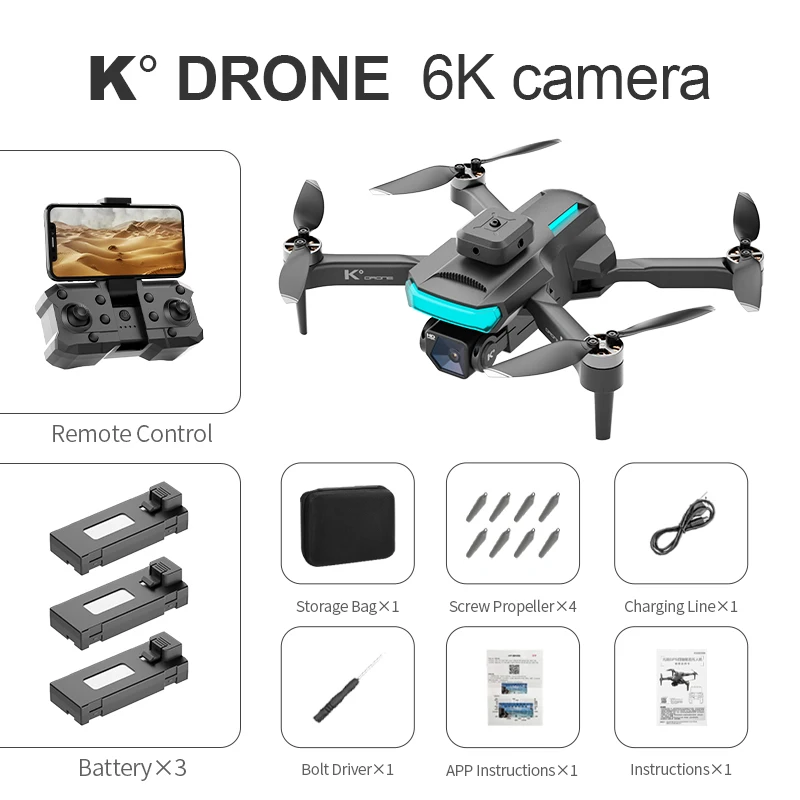 

Drone 4K Professional 2-Axis Gimbal 360° Obstacle Avoidance Brushless Motor Quadcopter FPV RC Drones