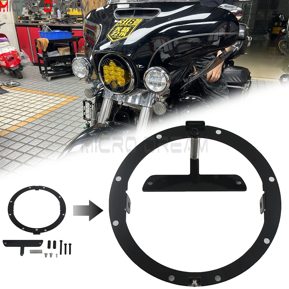 

Motorcycle Headlight Bracket Head Lamp Mounts For Harley Touring Street Glide Road King Tri-Glide 1999-2023 Batwings 2014-2023