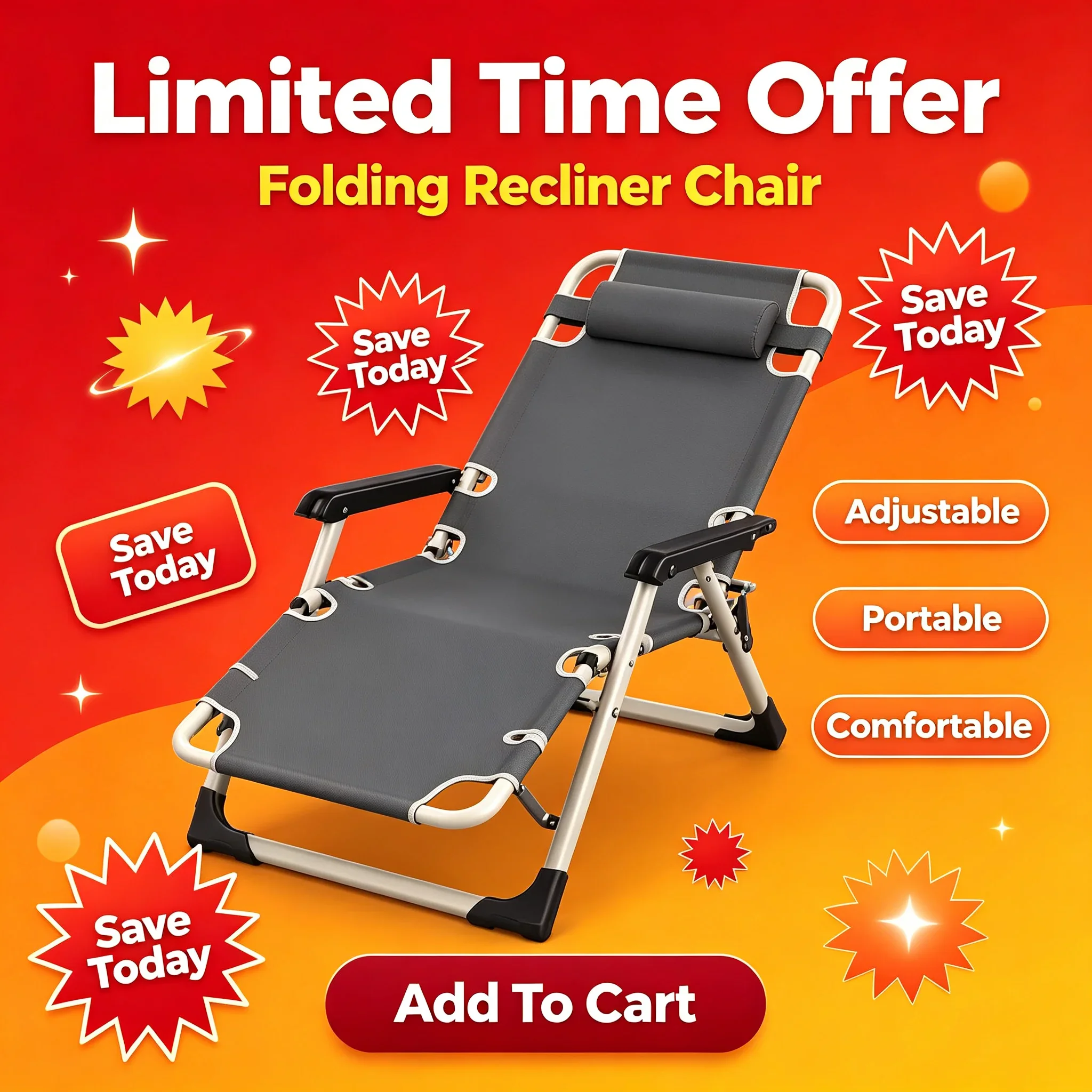 Outdoor Beach Camping Folding Lounge Chair, Lunch Nap Dual Use Reclining Heavy Duty Portable Office Rest Marching Bed Amagi