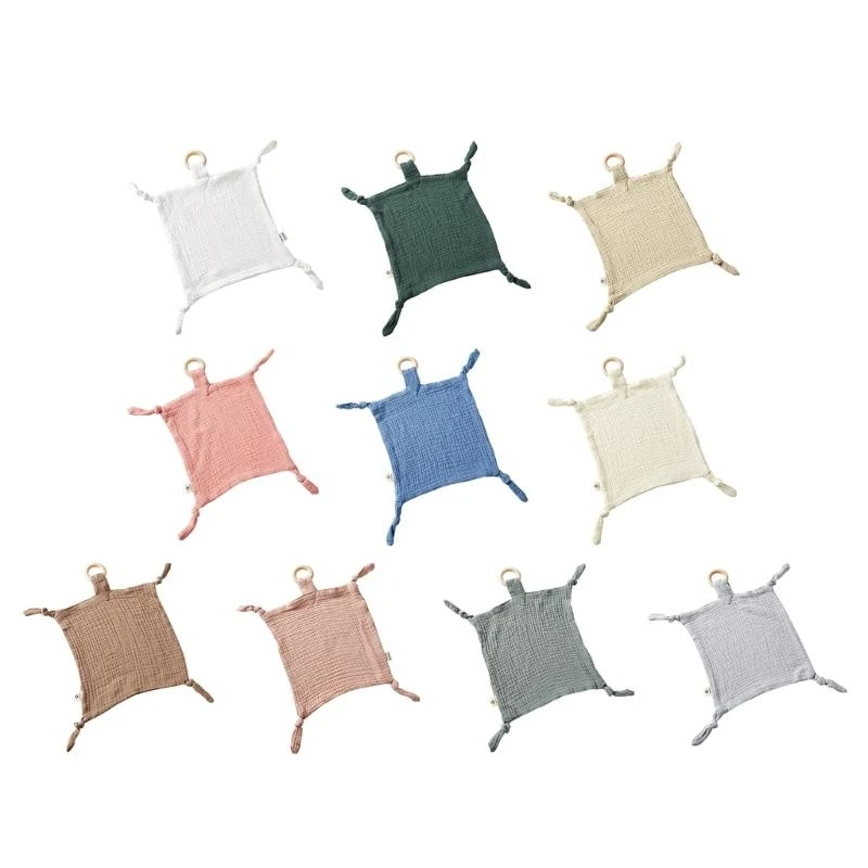 

M76C детское успокаивающее полотенце с деревянным прорезывателем, детское успокаивающее одеяло, комфортное одеяло для сна и