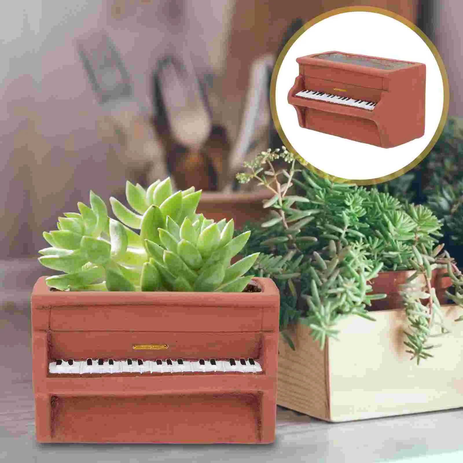 

Cement Piano Flower Pot Planters Sculpture Themed Stands Funky Decoration Indoor Creative Bonsai Succulent Decorations