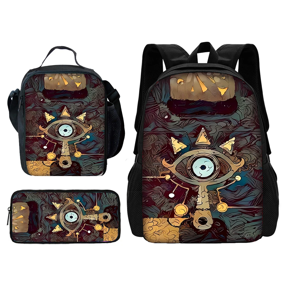 The Game L-Legend of Zelda 3 pcs set Child School Backpack with Lunch Bags ,Pencil Bags School Bags for Boys Girls Best Gift