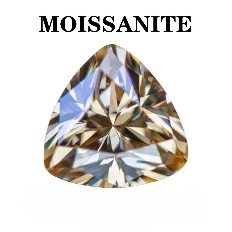 

Moissanite Stone Natural Champagne Color Trillyon Cut Charms Gemstone DIY Ring Necklace Earrings Main Materials with Certificate