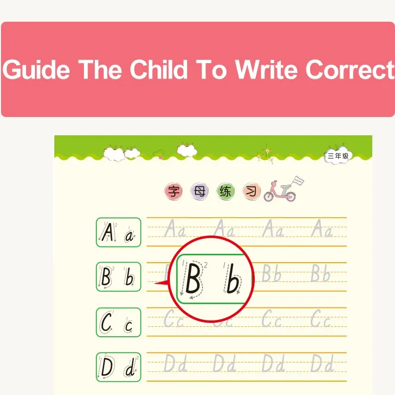 4 Pcs Set Reusable Groove Calligraphy Copybook English Italic Handwriting Groove Training Pen Refills Hold Tools Set For Kid