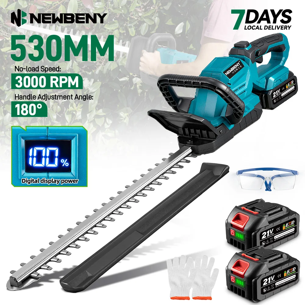 NEWBENY 3000RPM 530MM Elektrischer Heckentrimmer 180 °   Verstellbarer Winkel-Heckenschneider, Gartenschere, Elektrowerkzeug für Makita-Akku