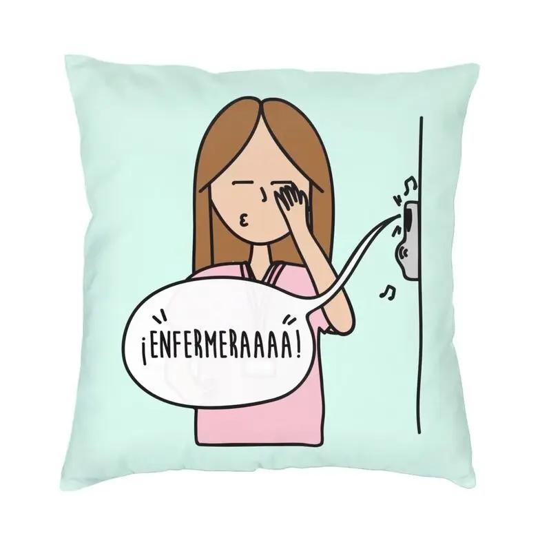 Enfermera En Apuros Doctor Nurse Medical Square Pillow Case Decoration Cushion Cover Throw Pillow for Sofa Double-sided Printing