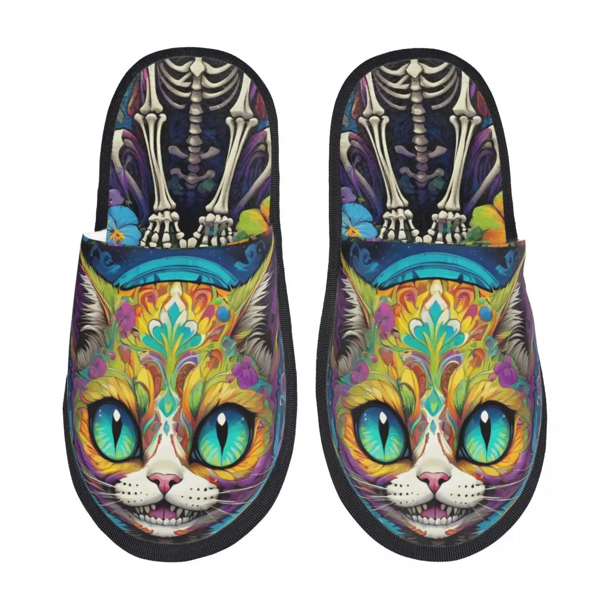 

Тапочки женские с индивидуальным принтом: мексиканская сахарная черепица, цветы, кошки. Мягкие, теплые, с эффектом памяти, пушистые. Для дома и улицы.