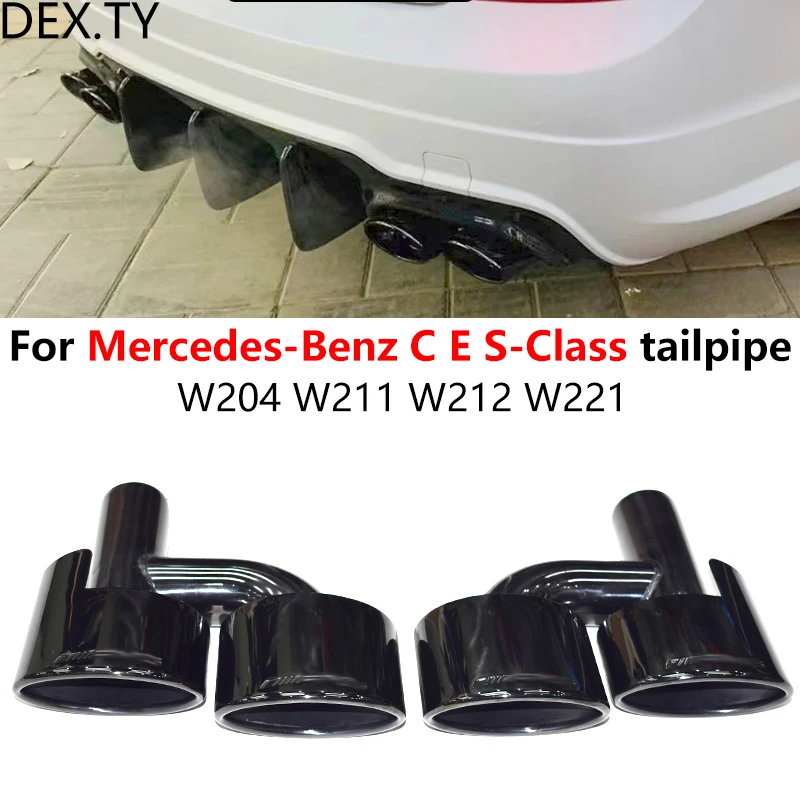 1 pair for Mercedes-Benz C-Class W204 E-Class W212 W211 S-Class W221 Exhaust Pipe Upgrade Black AMG Muffler