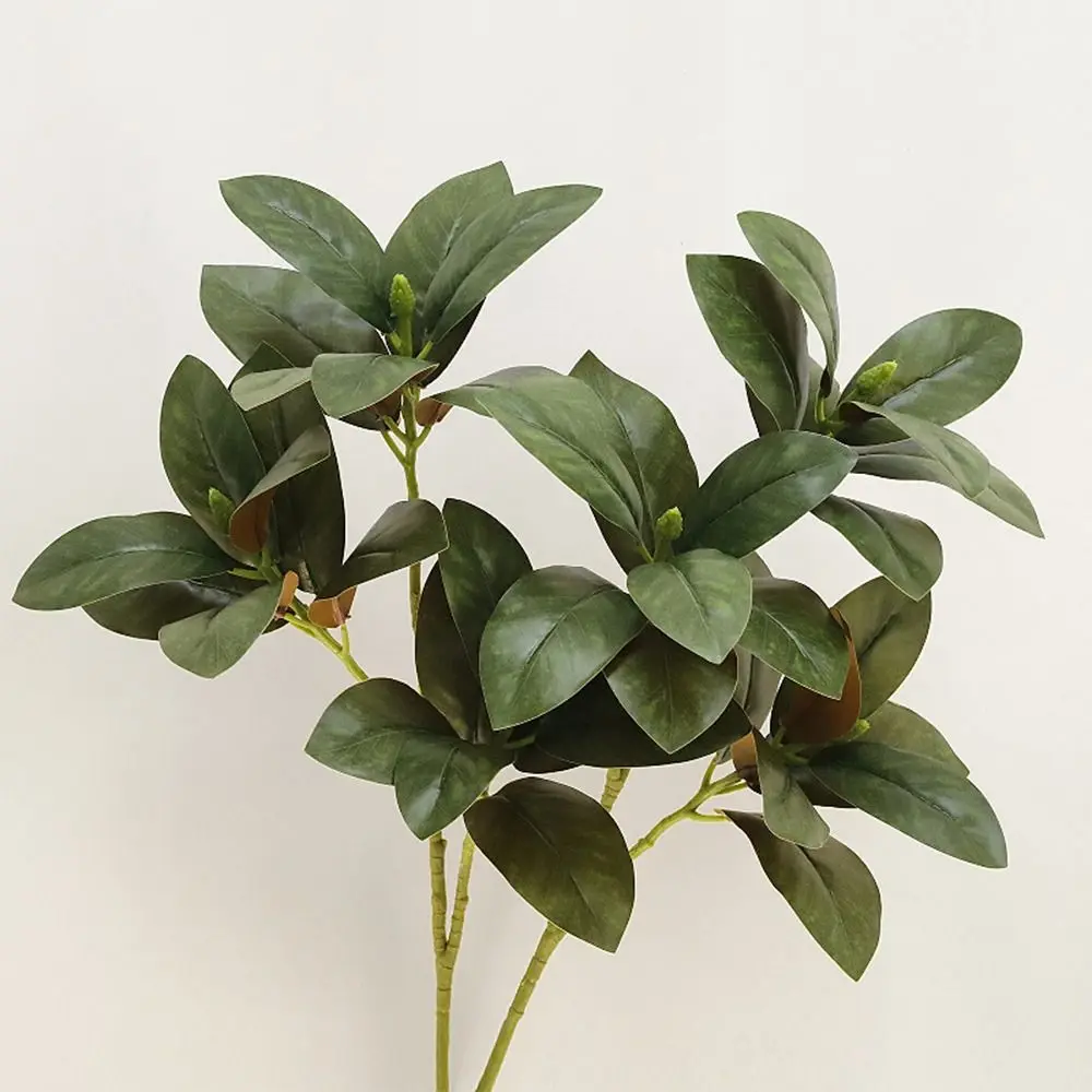 

75cm Artificial Magnolia Leaf Plant Large Real Touch Fake Magnolia Plant Handmade Lifelike Green Plants Living Room Desktop