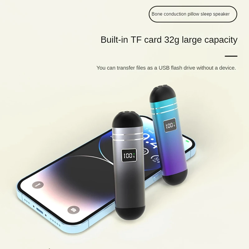 Bluetooth Wireless Bone Conduction Pillow Speaker Portable Under Pillow Speaker Built-In 32GB TF Card For Sleeping