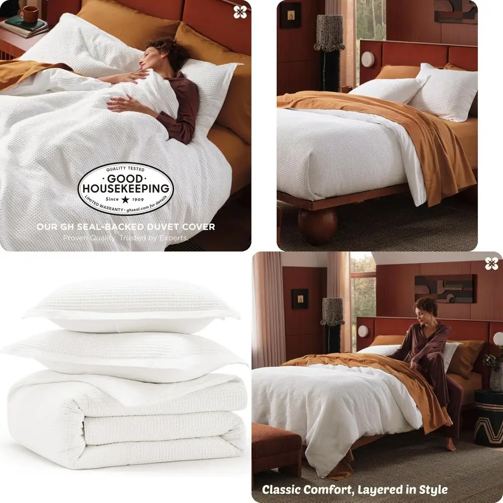 

Хлопковый пододеяльник King - 100% хлопок Wale Weave Cnut White, пододеяльник King Size, GentleSot ™ и комплект дышащего постельного белья или все