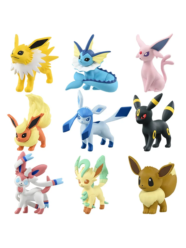 9Styles TAKARA TOMY Figurki Pokémon Eevee Leafeon Sylveon Umbreon Espeon Flareon Vaporeon Jolteon Glaceon Kolekcja Zabawek z PVC — 2