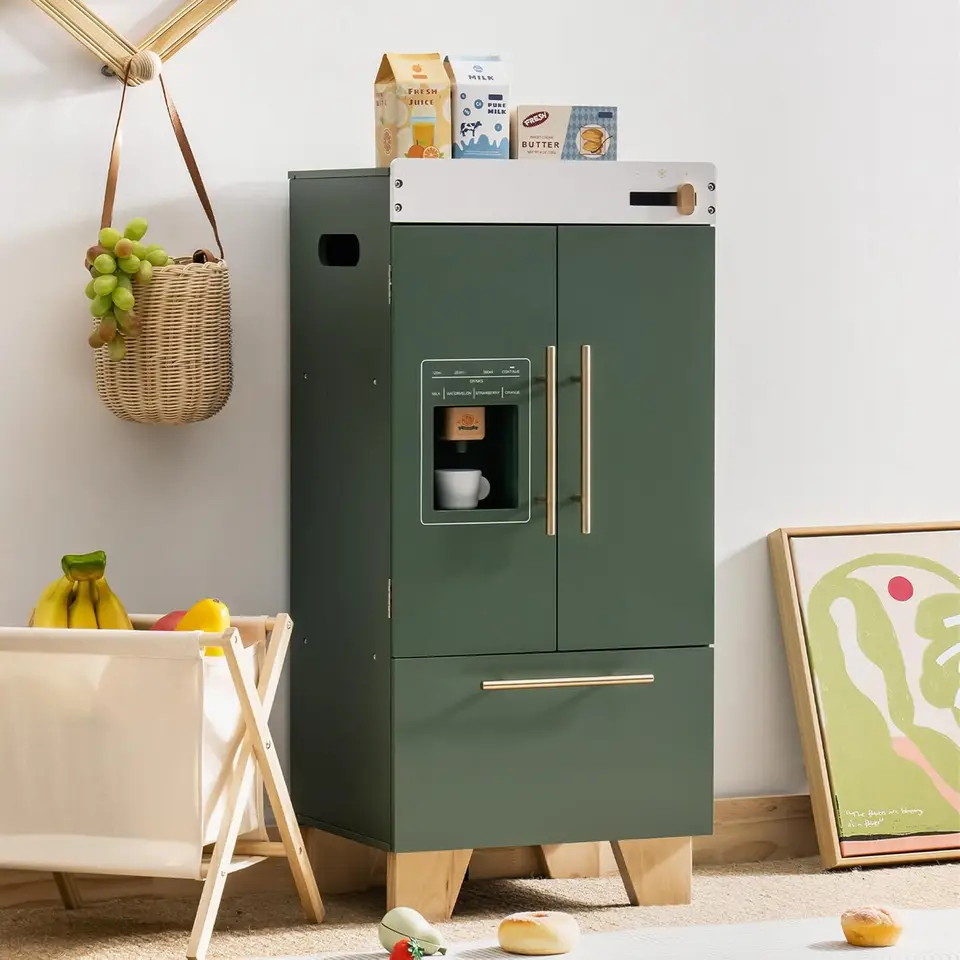 Vintage Green Wooden Toy Kitchen Set for Kids