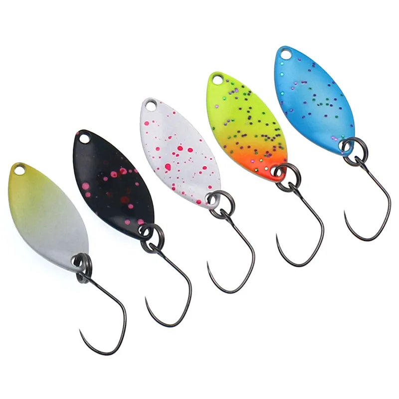 5pcs/lot 1.4g/24mm micro Metal Spoon Fishing Lure Hard Baits multicolor Sequins Single Hook Trout Lures Fishing Tackle