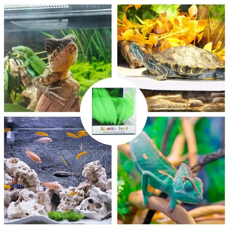 Artificial Aquarium Plant Silicone Seaweed Coral Fish Tank Decor Aquascape Ornaments For Goldfish Bowl Turtle Tank Various Fish