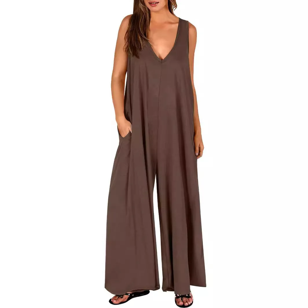 

Summer Fresh Casual Women's Pocket Jumpsuit Thin Women's Jumpsuit