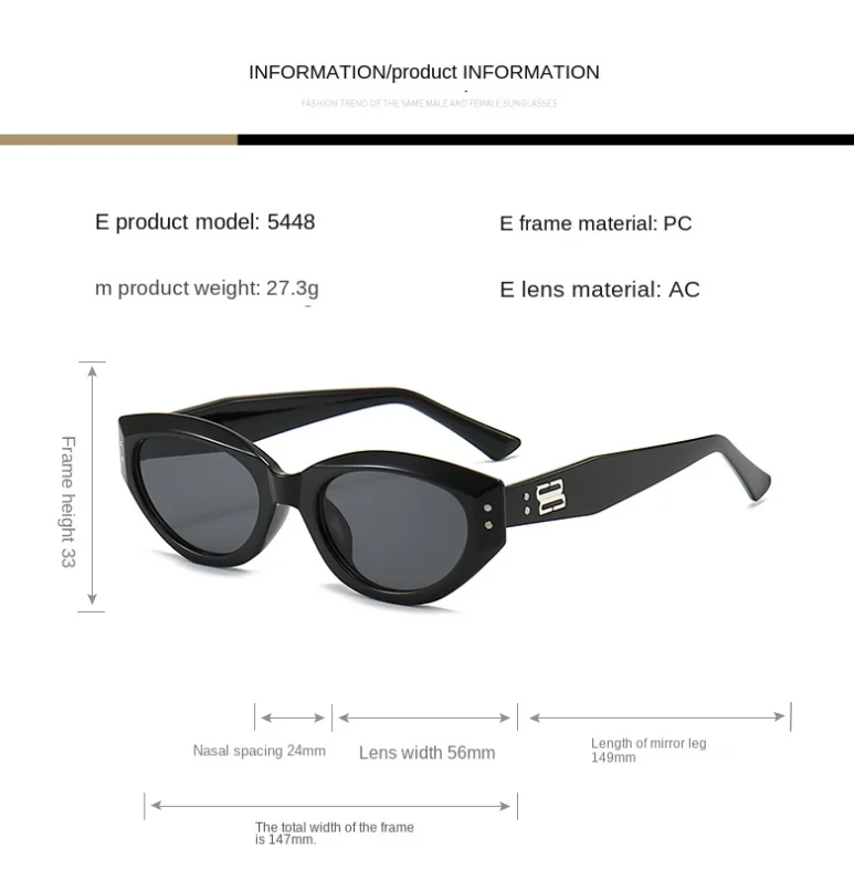 Cat-Eye-Sonnenbrille für Damen und Herren, UV400, Designer-Stil, Rokoko-Spionage, modische Luxus-Designermarke Jennie Korea – Detail 3
