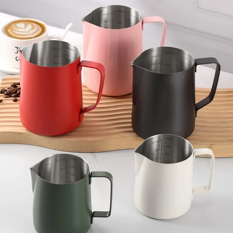 350/600ML Coffee Milk Frothing Pitcher Jug 304 Stainless Steel Precise Scale High Quality Latte Barista Professional CafeUtensil view 2