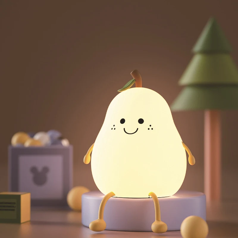 Night Light Pear-shaped Fruit Night Light Colorful Light Color Automatic Shut-off at 30 or 60 Minutes Timing for Children's Bed