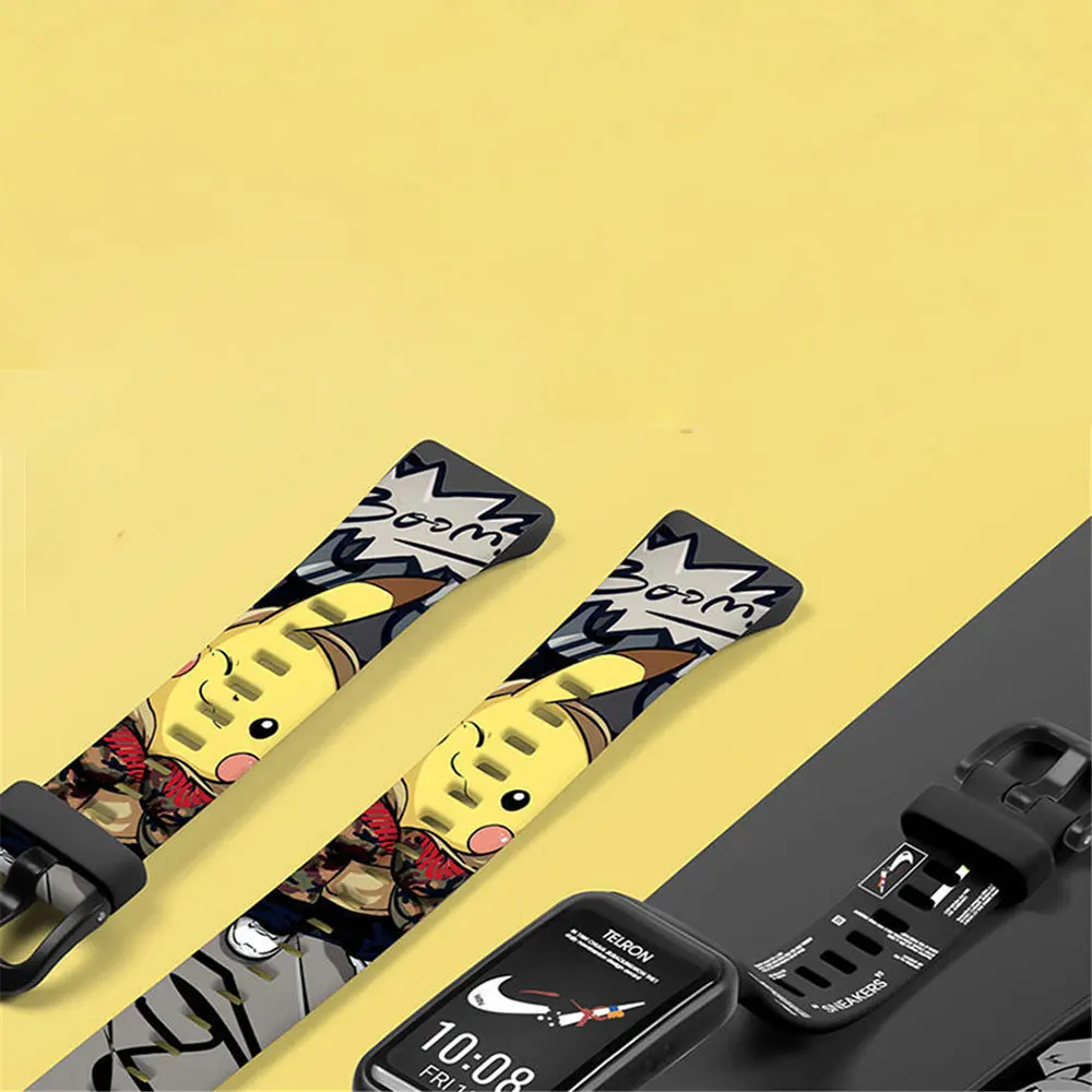 Dây Silicon Cho Huawei Honor Ban Nhạc 6 Dây Đeo Tay Đồng Hồ Thông Minh SmartWatch Mềm Ban Nhạc Hoạt Hình In Hình Vòng Tay Thay Thế Phụ Kiện