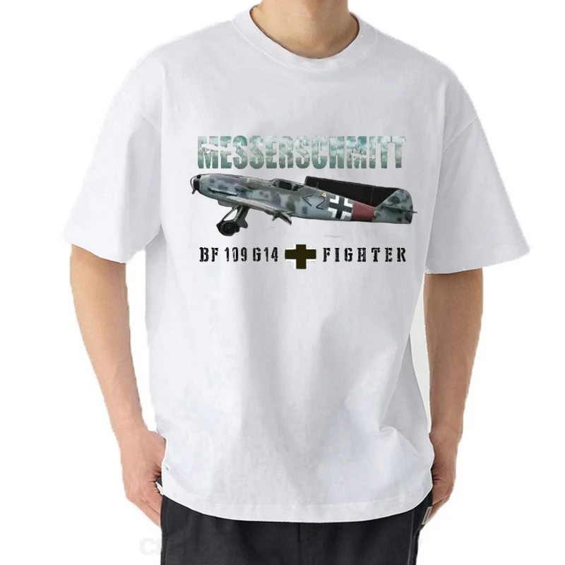 الحرب العالمية الثانية الألمانية Messerschmitt Bf 109 G14 مقاتلة تي شيرت 100% القطن س الرقبة الصيف قصيرة الأكمام عادية قميص رجالي حجم S-3XL #4