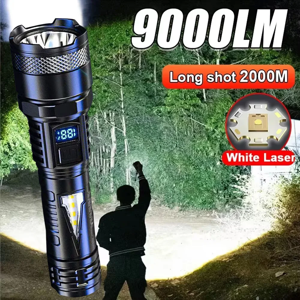 LED High Power Led Flashlights Rechargeable Camping Spotlight with Side Light 3 Lighting Modes for Camping Adventure Outdoor