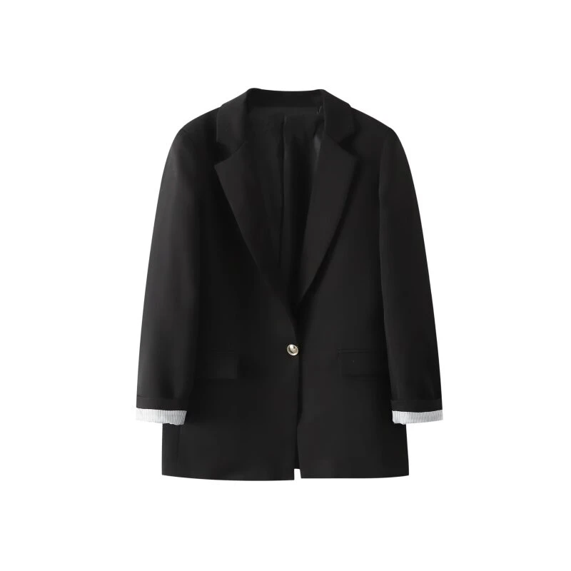 เสื้อสูทผู้หญิงเท่ห์ๆ ชายเสื้อผ่า แฟชั่น เสื้อคอวีลำลอง แขนยาวทรงหลวม สไตล์สาวออฟฟิศ