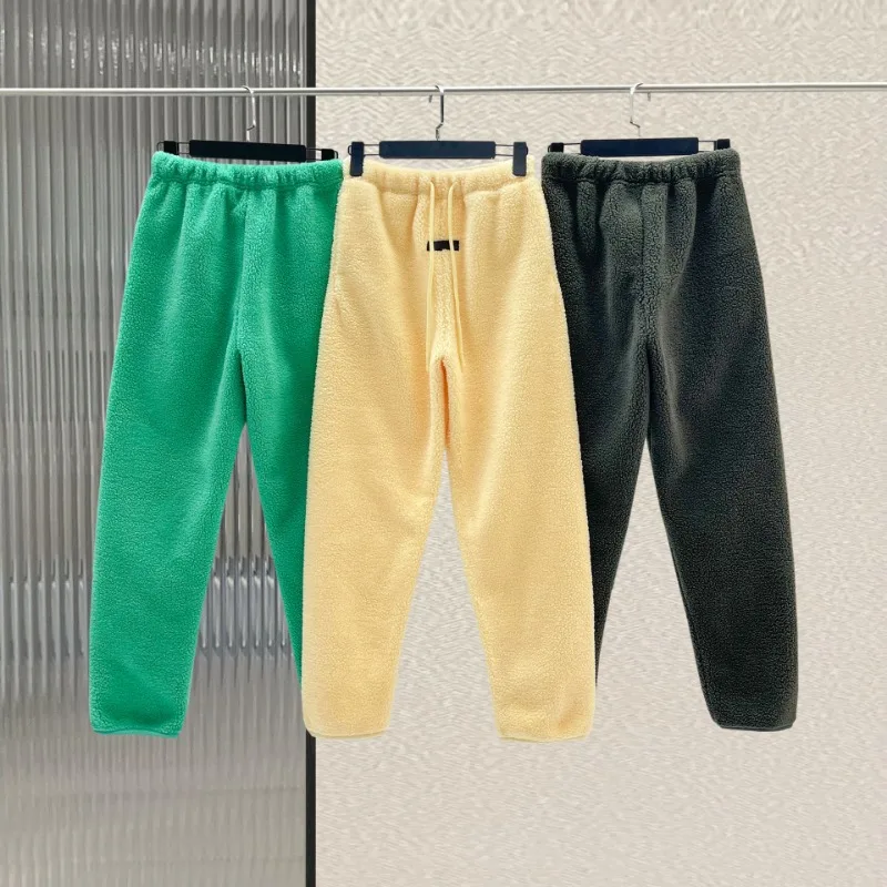 24SS Luxury Design Men's Casual Pants Fleece Solid Color Sweatpants Fashion Brand Couple's High Street Oversized Top Sets