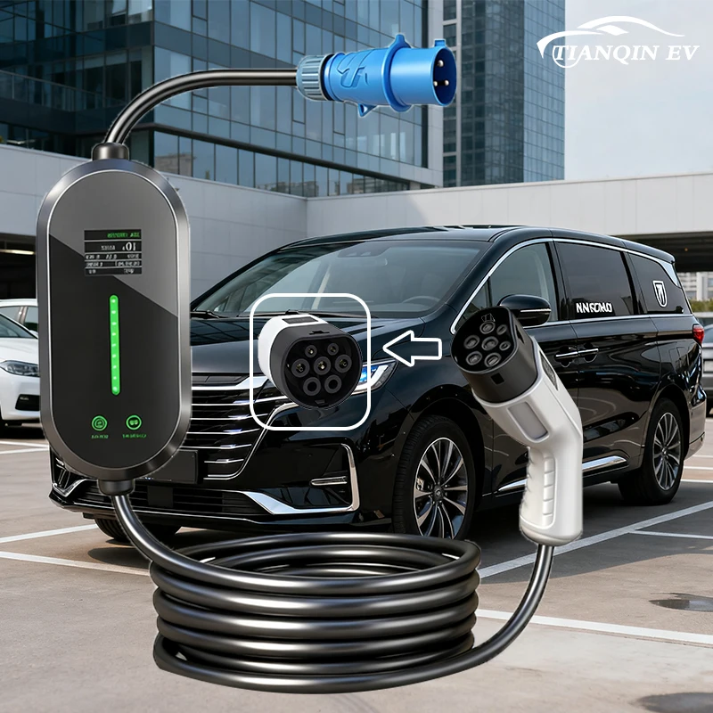 7KW شاحن سيارات كهربائية محمول Type2 شاحن سيارة كهربائية 32A 1 المرحلة شحن سريع Wallbox محطة شحن EV. #4